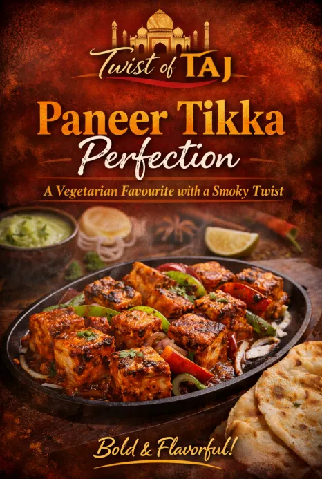 Paneer Tikka at Twist of TAJ - Smoky Grilled Vegetarian Dish Calgary NW